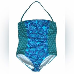 Jaclyn Smith Swimsuit Womens size 18 Blue Green Floral One Piece Bathing Suit